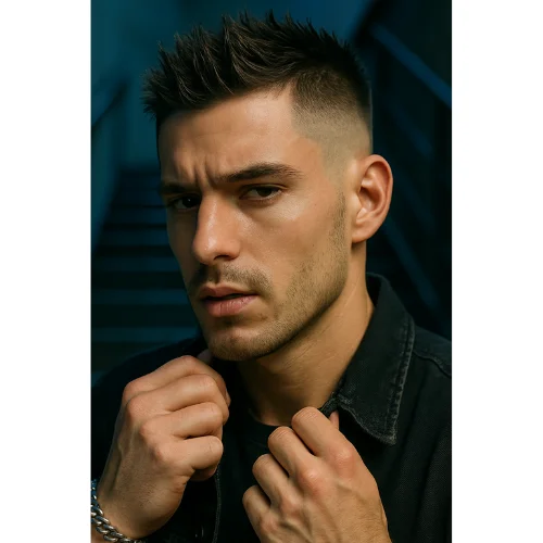  Mid Fade with Spiked Hair