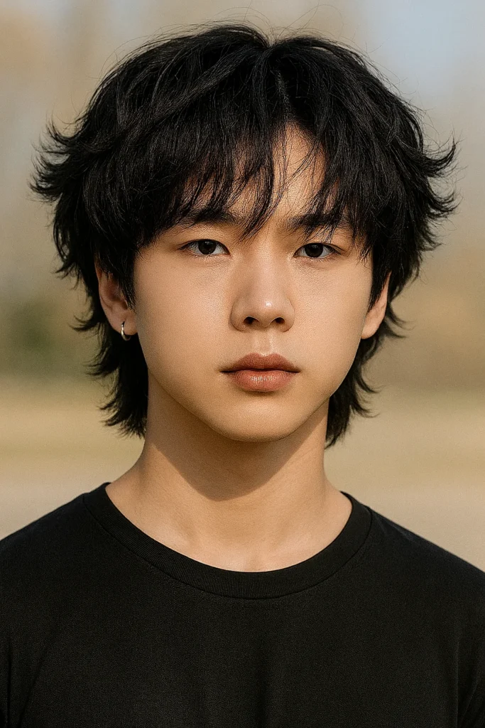 Wolfcut Men Short Wavy Hair