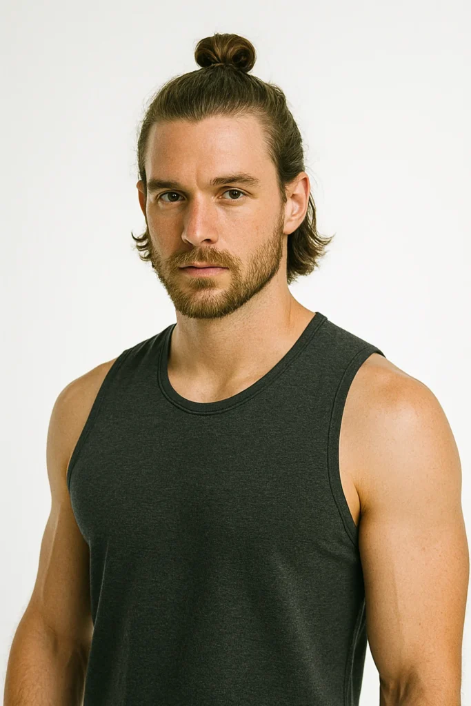 Medium Man Bun (Half Up)