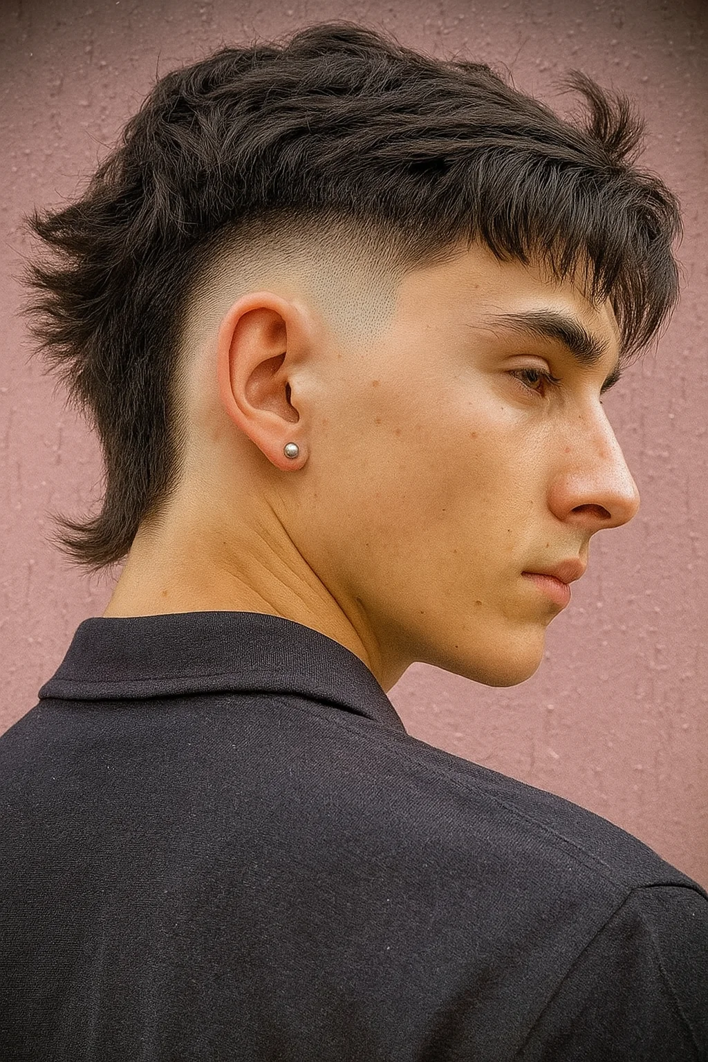Trendy Short Mullet with Low Taper Fade