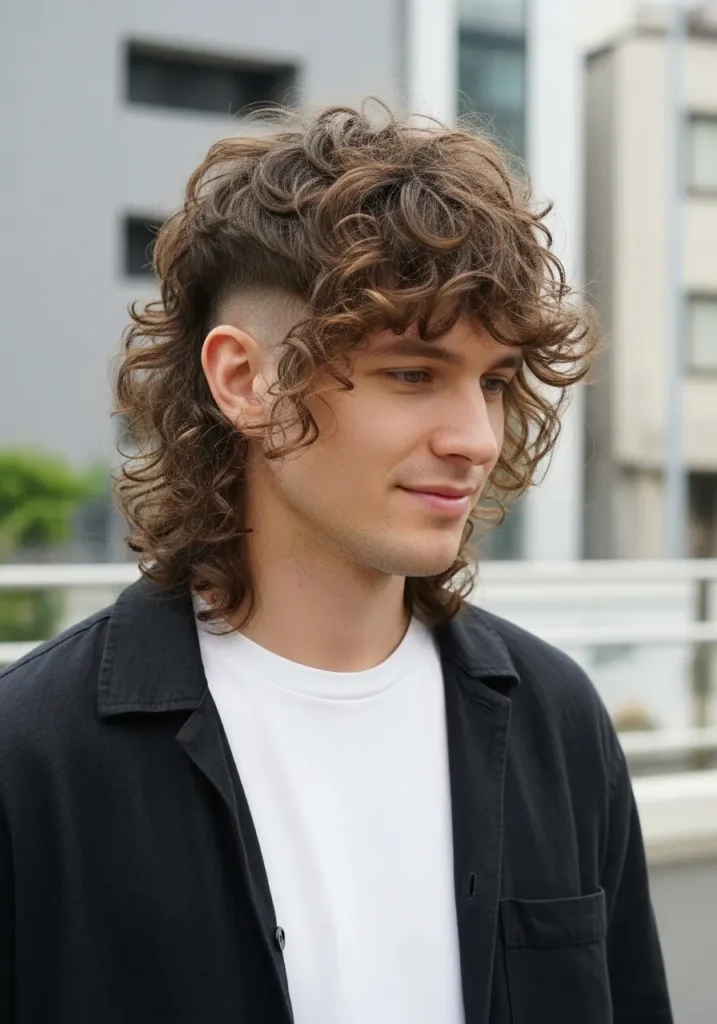 Curly wolf cut hair