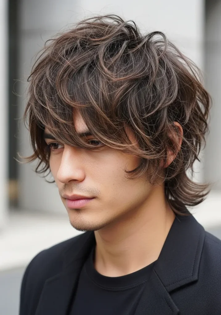 Layered wolf cut hair