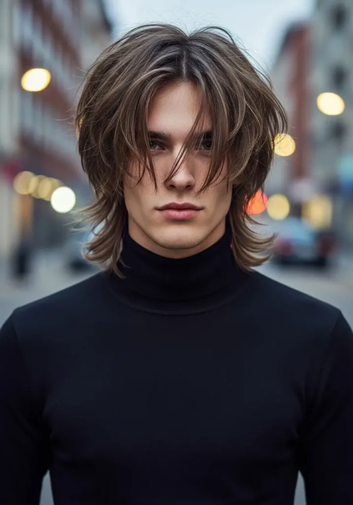 Wolf cut long hair male