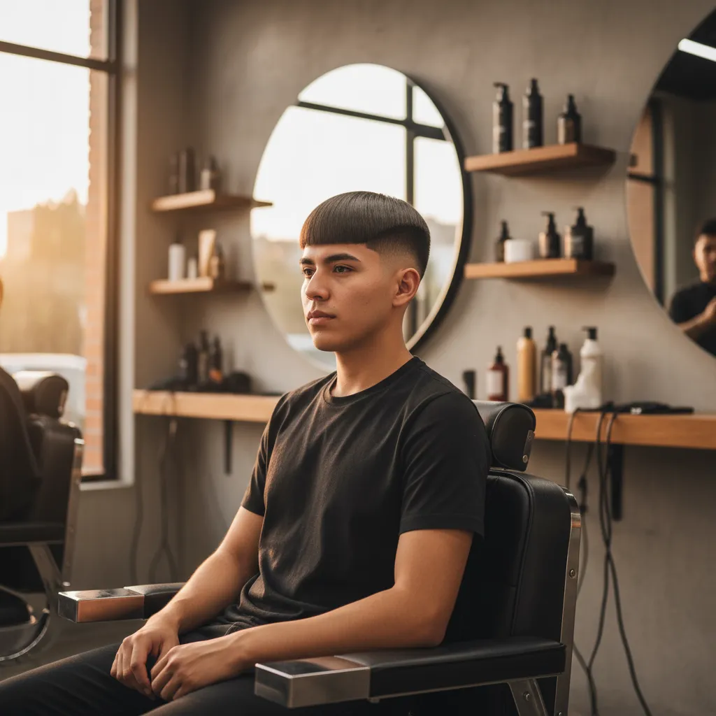Classic straight Edgar haircut