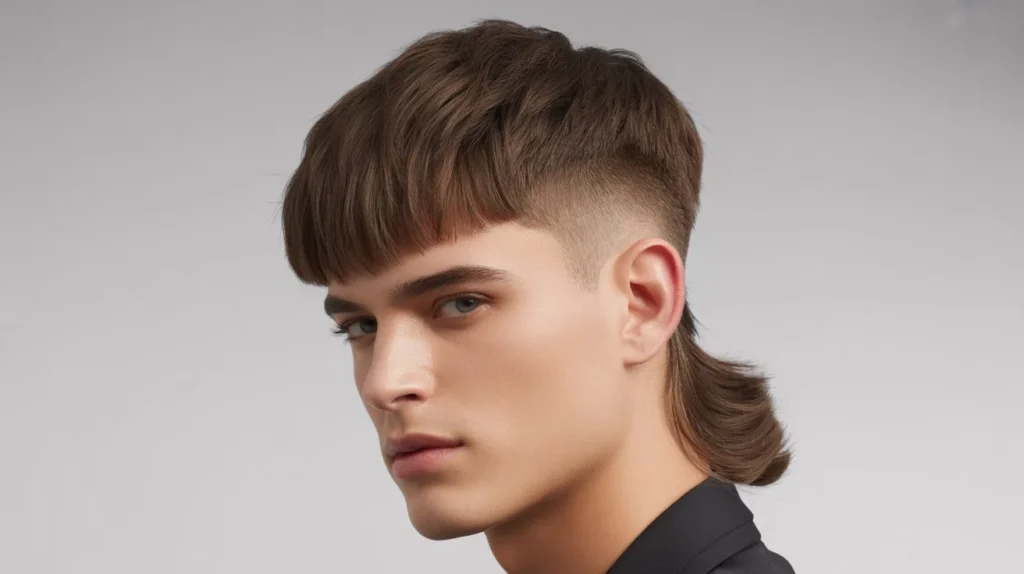 make an image of a model boy with Low Taper Fade Mullet